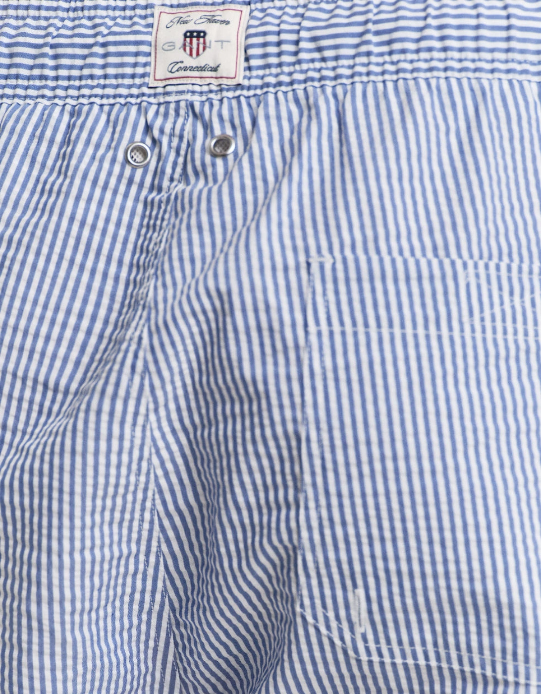 Seersucker Swim Shorts, Rich Blue