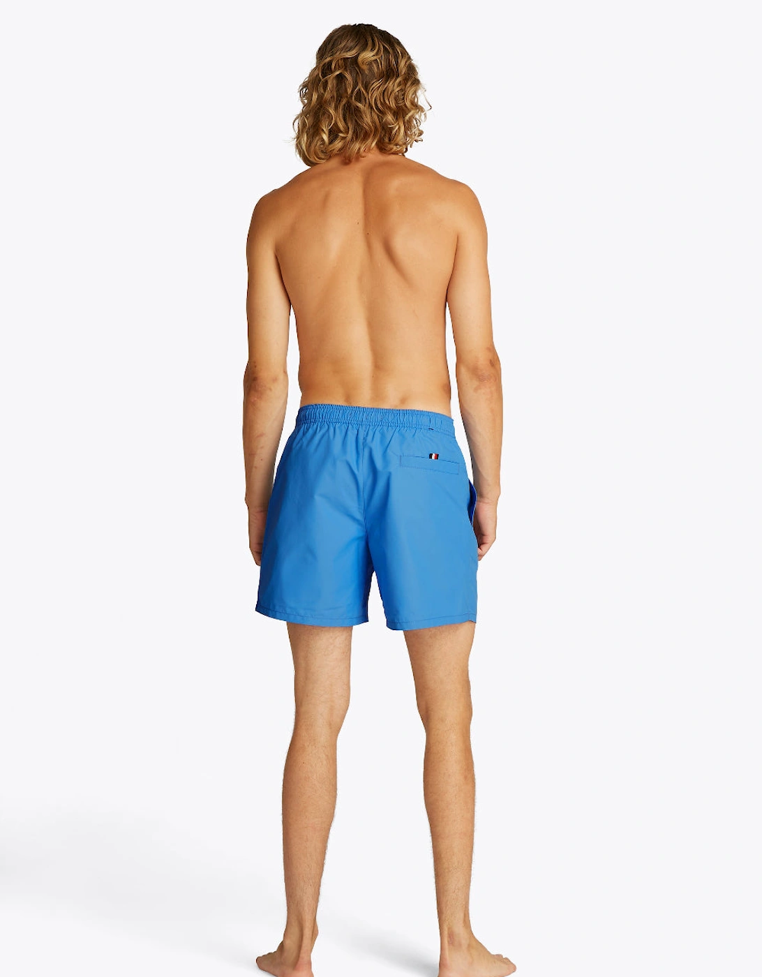 Medium Drawstring Side Logo Swim Shorts, Blue Spell