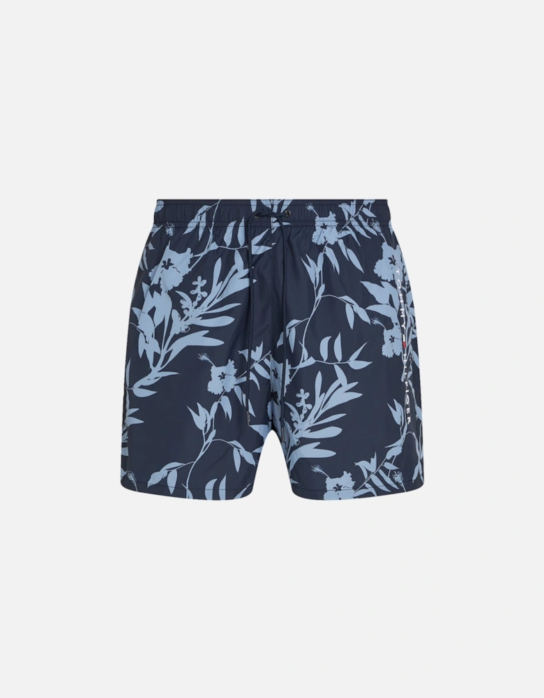Drawstring Floral Tropic Swim Shorts, Desert Sky