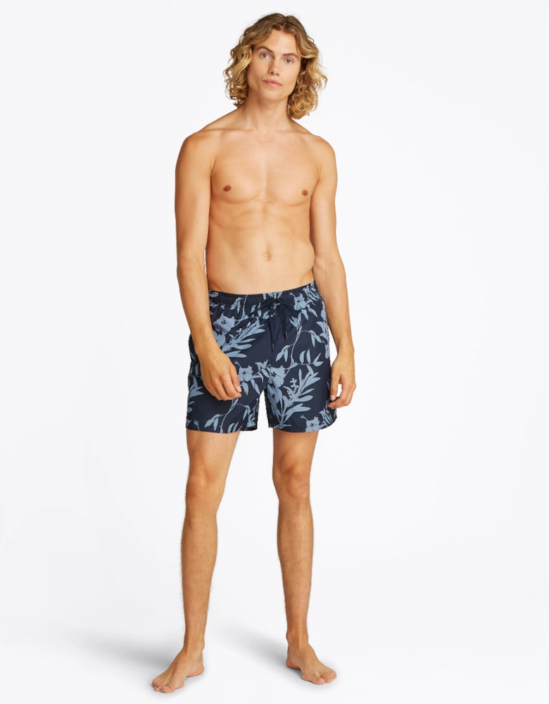 Drawstring Floral Tropic Swim Shorts, Desert Sky