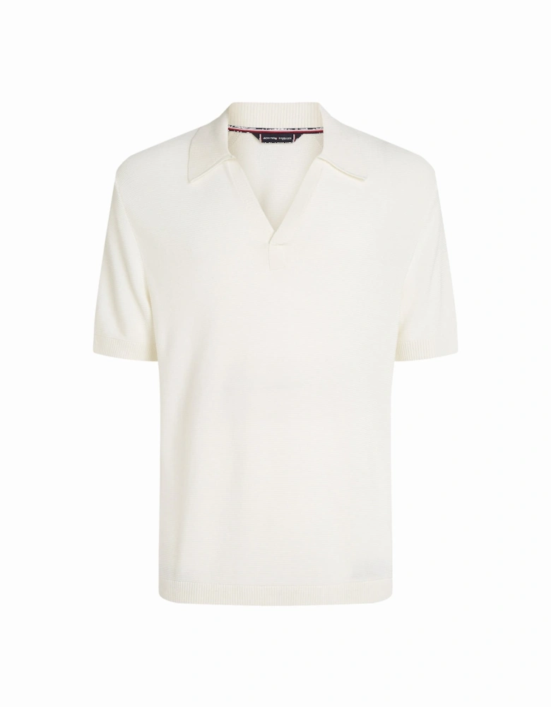 Knitted Polo Shirt Cover-Up, Ivory