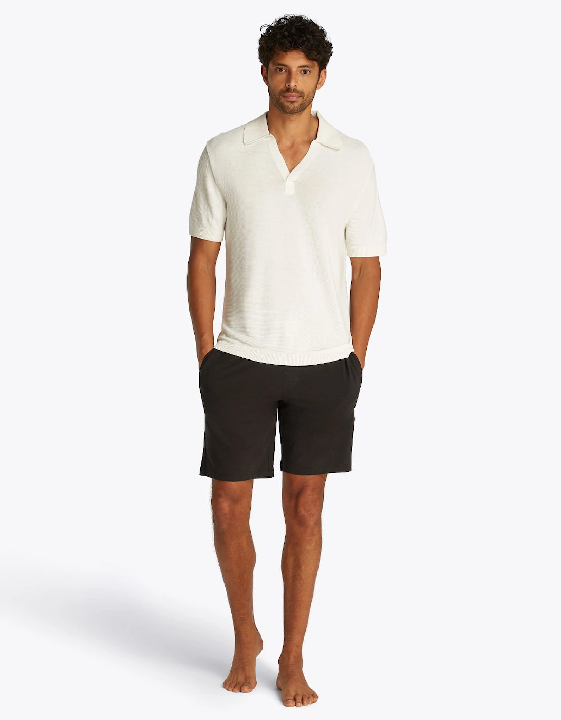 Knitted Polo Shirt Cover-Up, Ivory