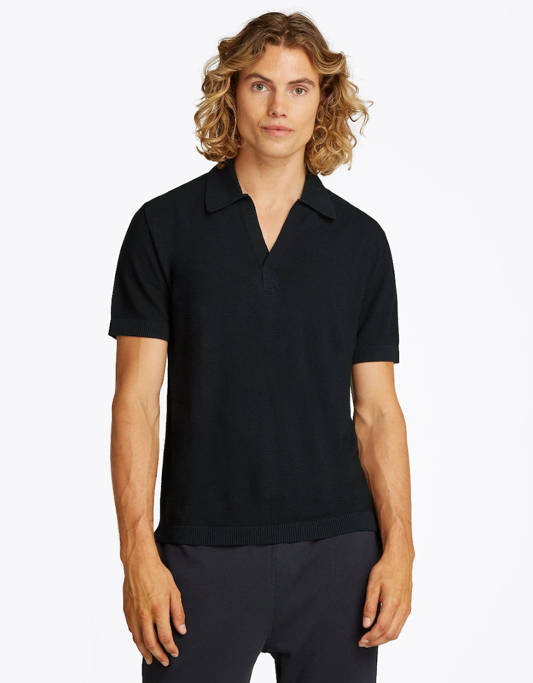 Knitted Polo Shirt Cover-Up, Desert Sky
