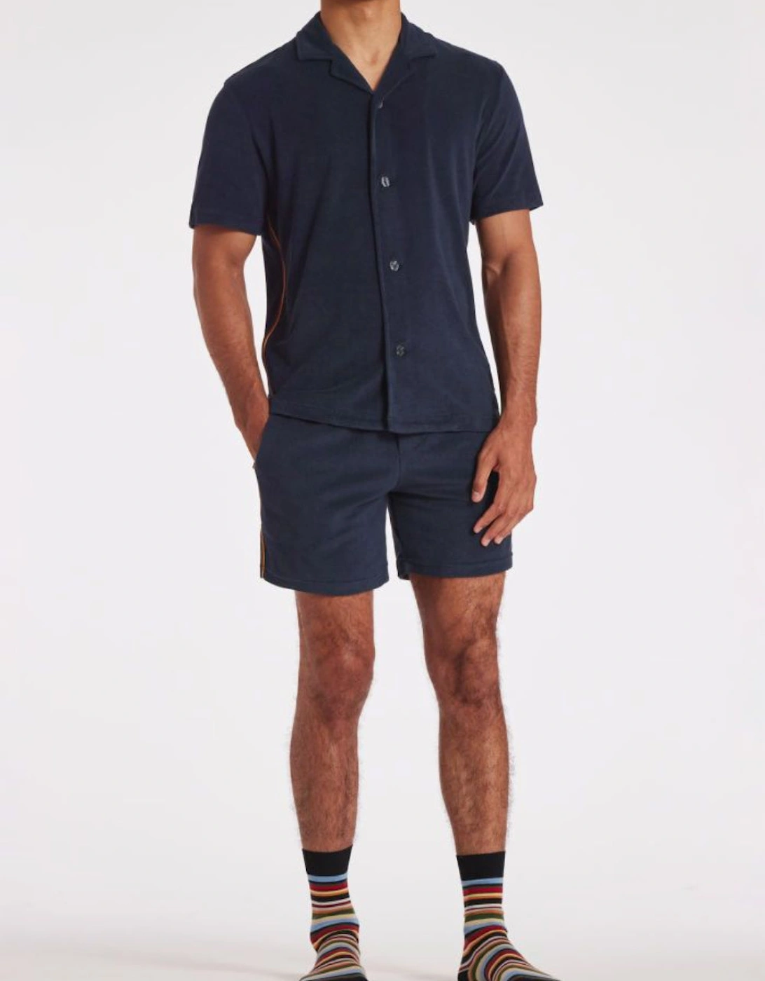 Towel Stripe Lounge Shorts, Blue