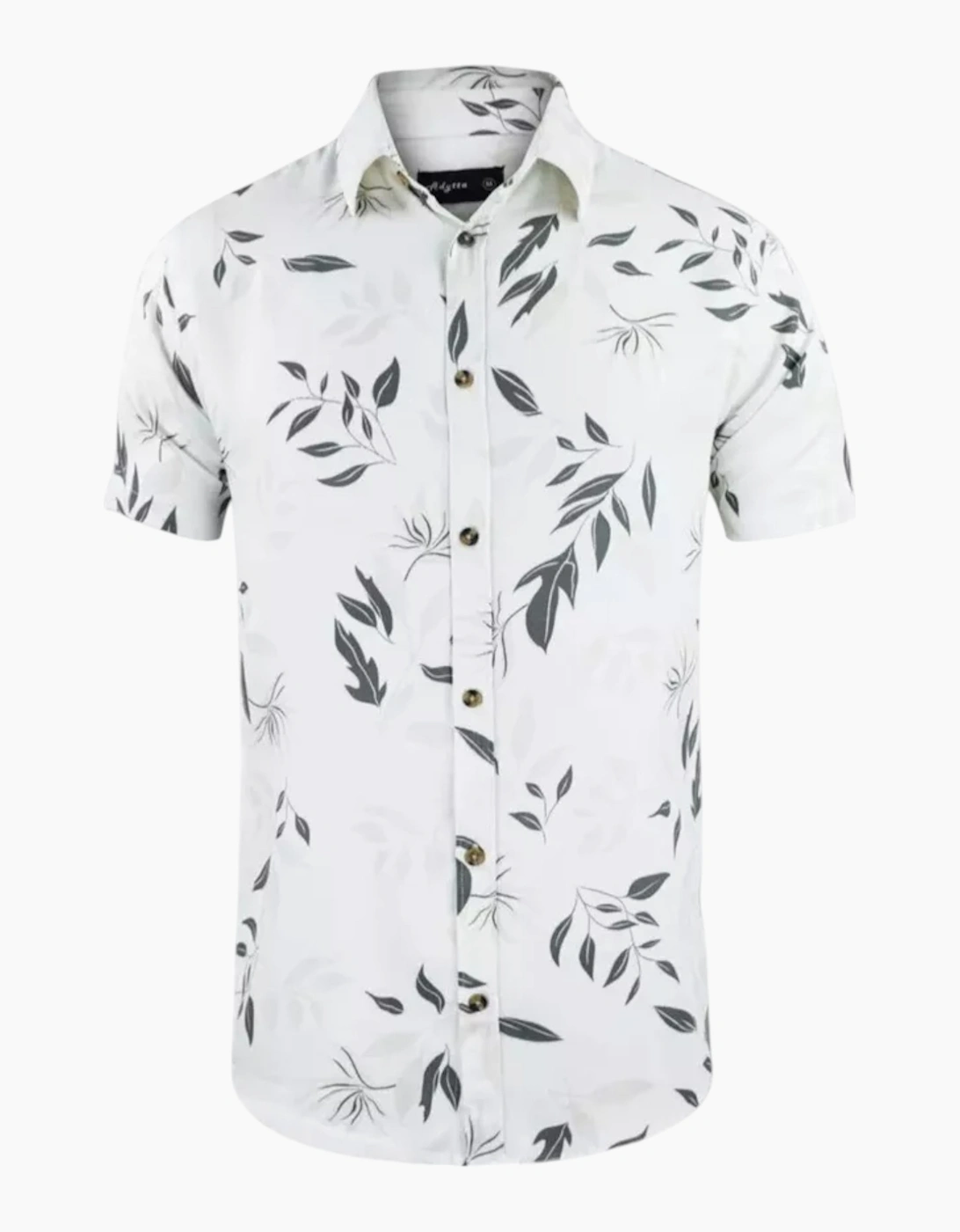Springfield Springfield Men's Mens Hawaiian Shirts Aloha Summer Casual Beach Holiday Viscose Floral New Top - White Leaves