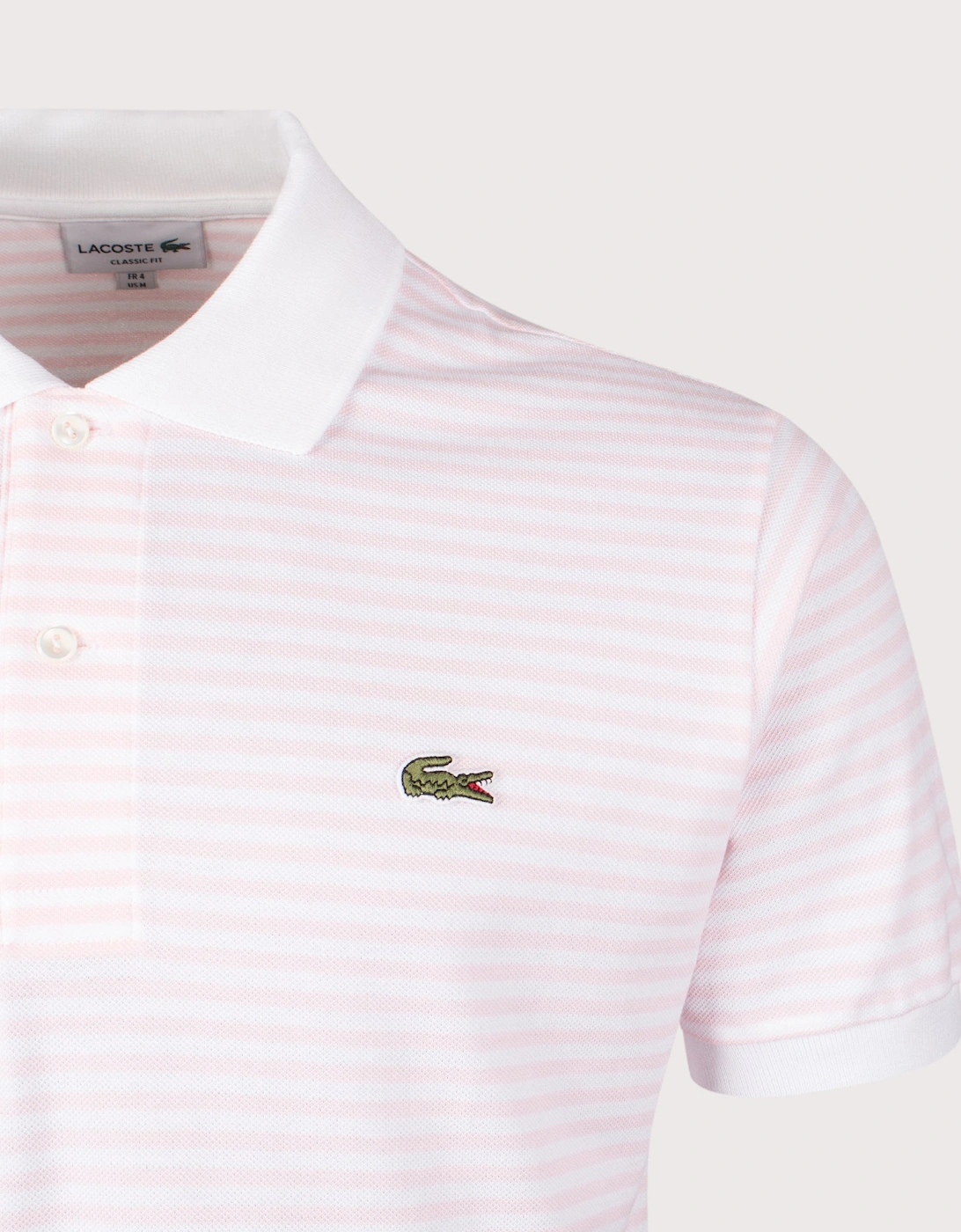 Ribbed Collar Striped Polo Shirt