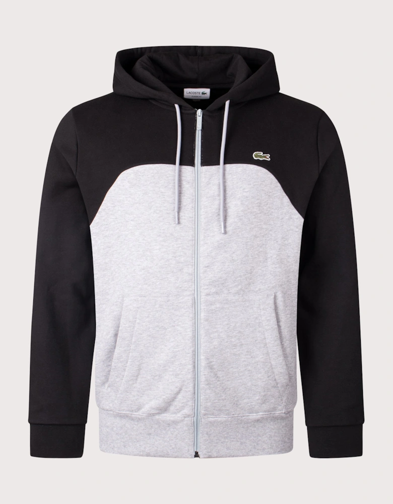 Colour Block Zip Through Hoodie