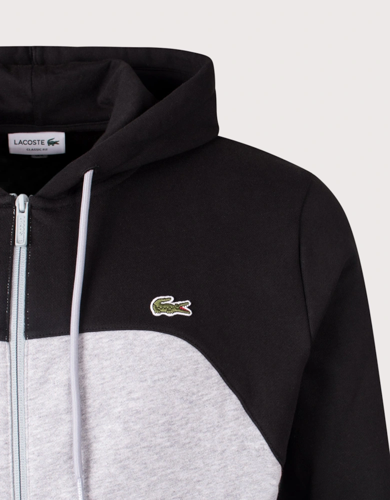 Colour Block Zip Through Hoodie