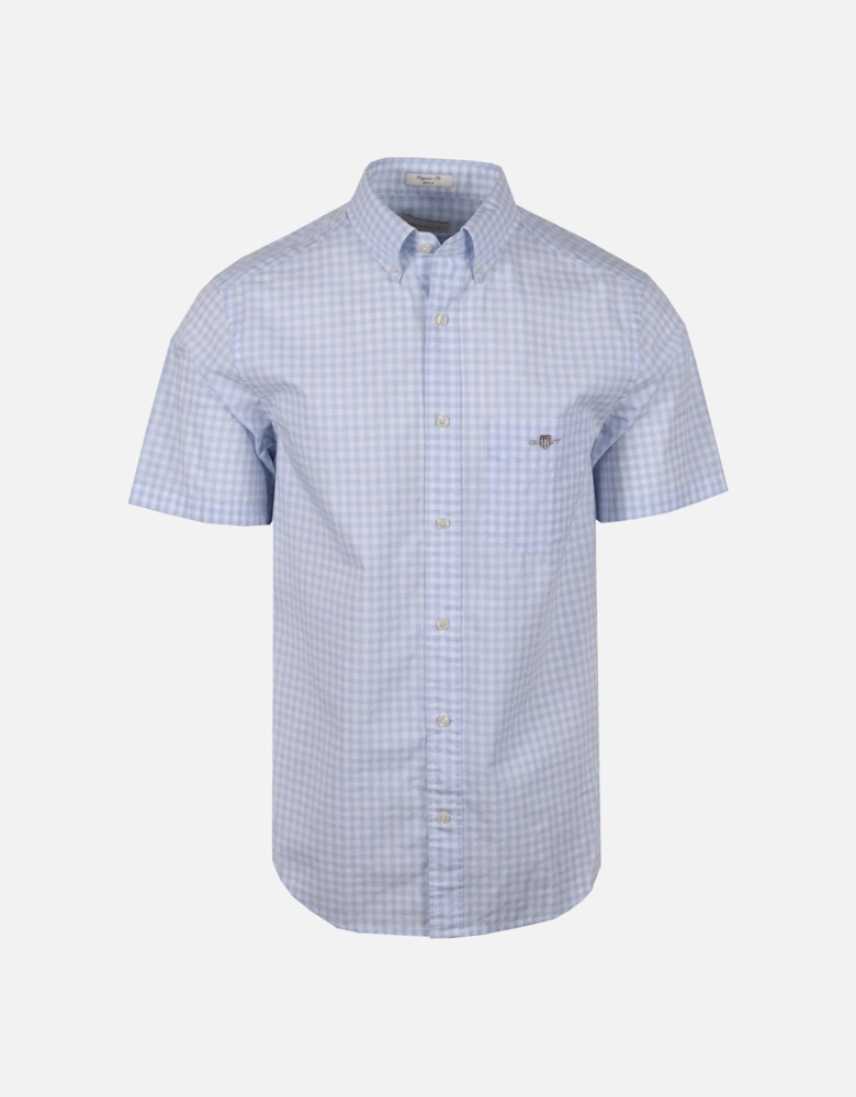 Poplin Gingham Short Sleeve Shirt Capri Blue