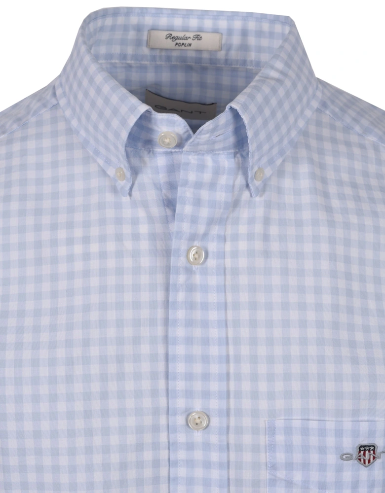 Poplin Gingham Short Sleeve Shirt Capri Blue