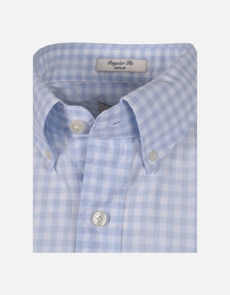 Poplin Gingham Short Sleeve Shirt Capri Blue