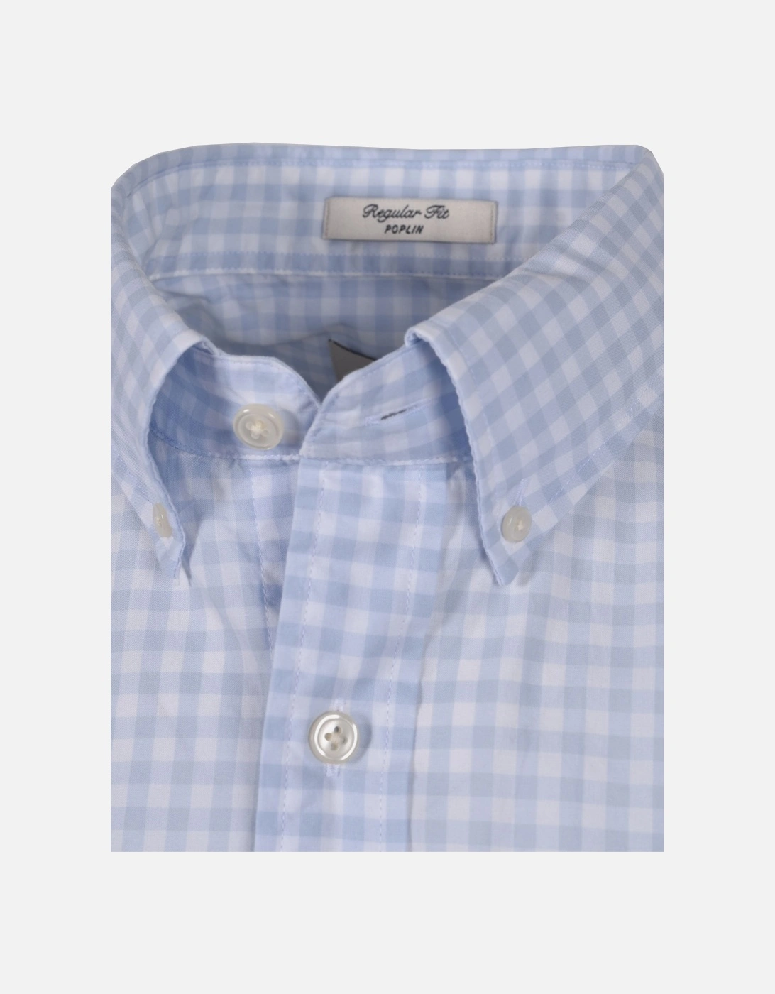 Poplin Gingham Short Sleeve Shirt Capri Blue