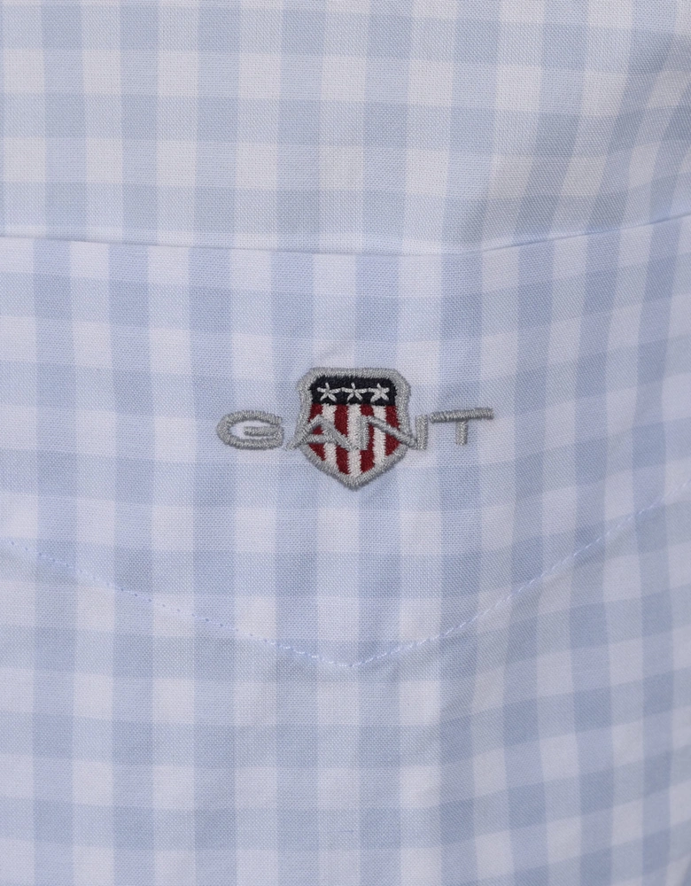 Poplin Gingham Short Sleeve Shirt Capri Blue