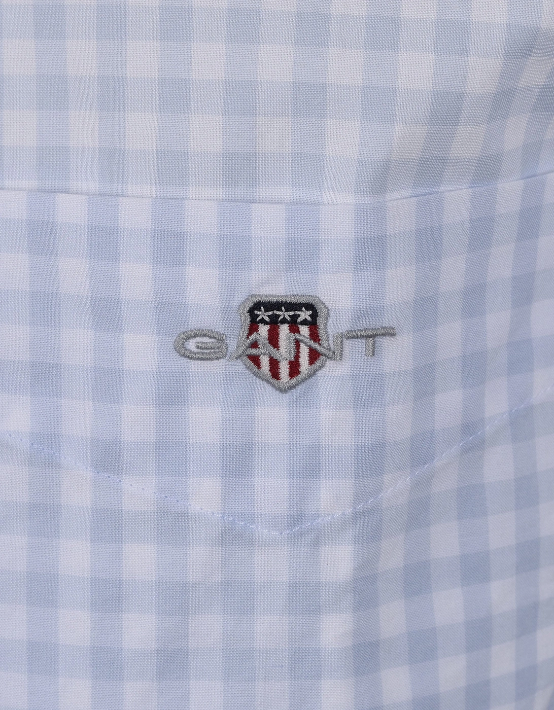 Poplin Gingham Short Sleeve Shirt Capri Blue