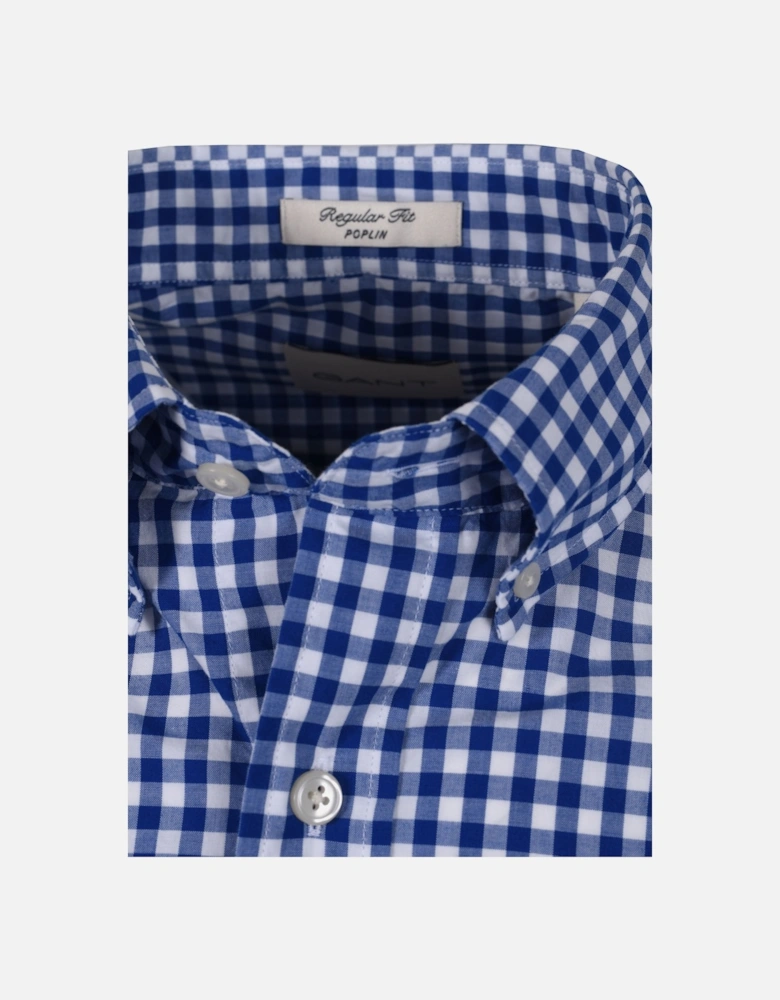 Poplin Gingham Short Sleeve Shirt College Blue