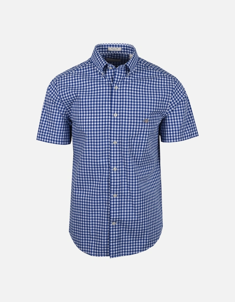 Poplin Gingham Short Sleeve Shirt College Blue