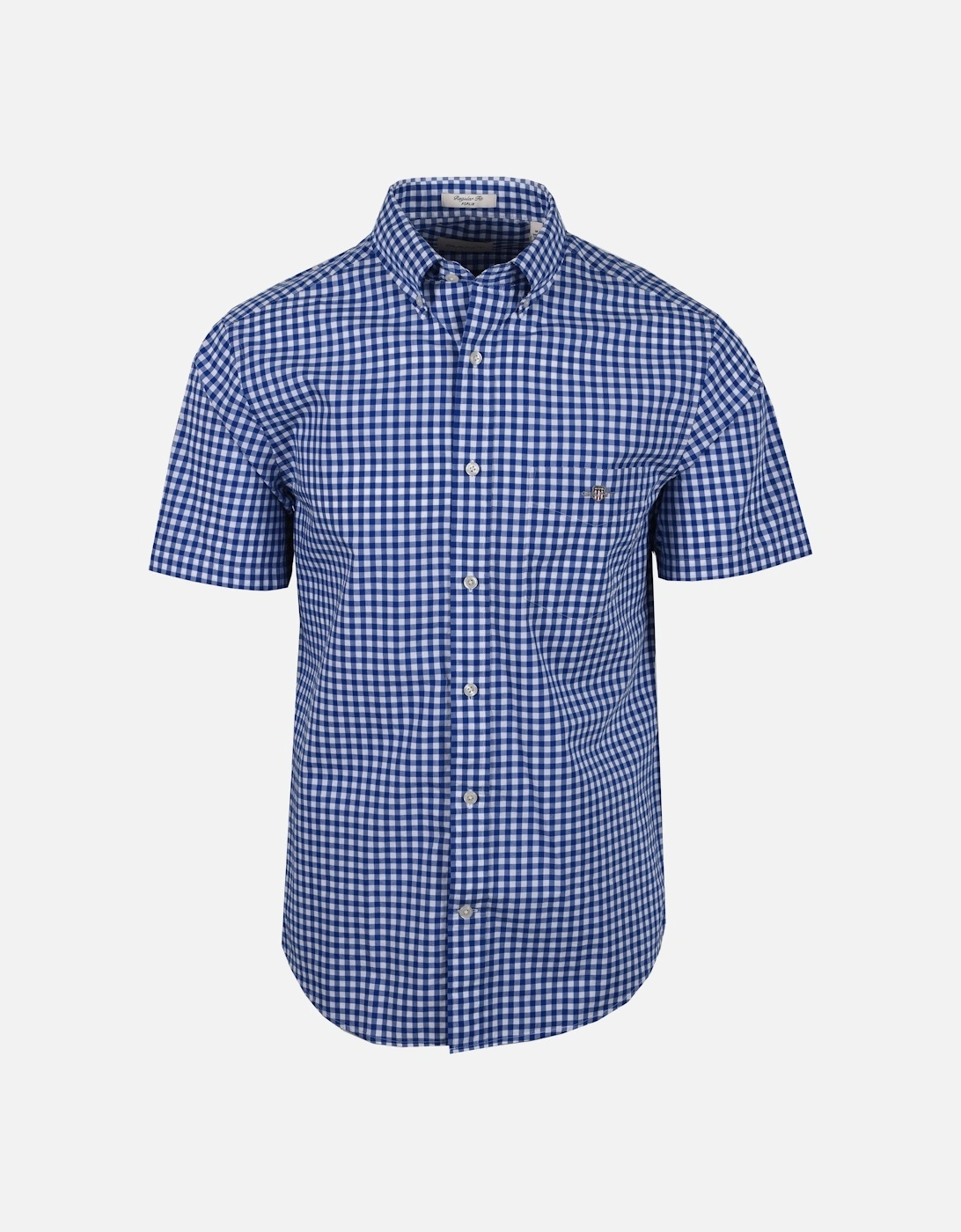 Poplin Gingham Short Sleeve Shirt College Blue, 5 of 4