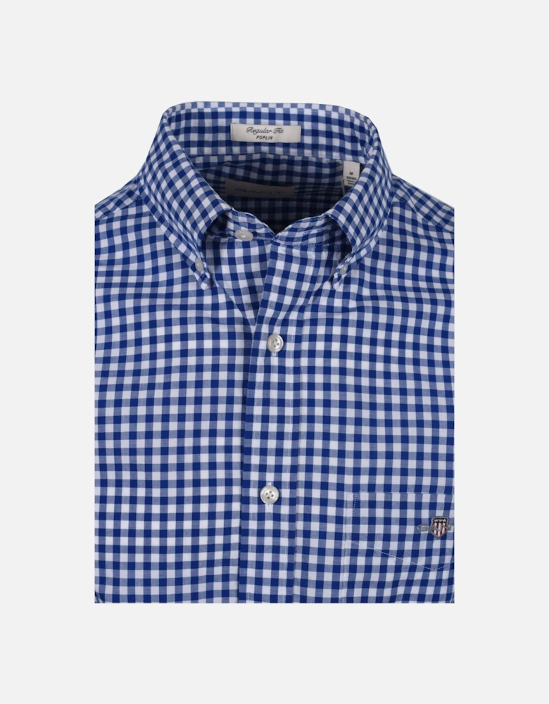 Poplin Gingham Short Sleeve Shirt College Blue