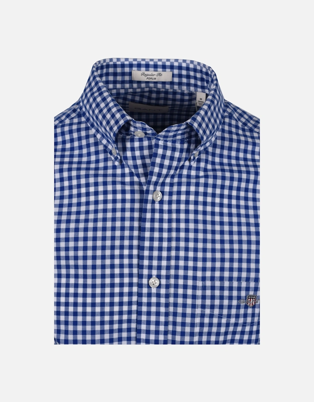Poplin Gingham Short Sleeve Shirt College Blue