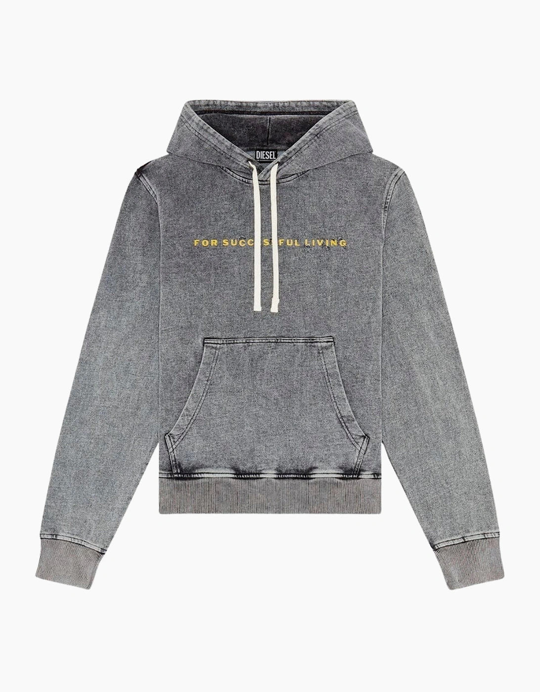 Diesel Men's Grey Simple Logo Faded Hoodie  38 M
