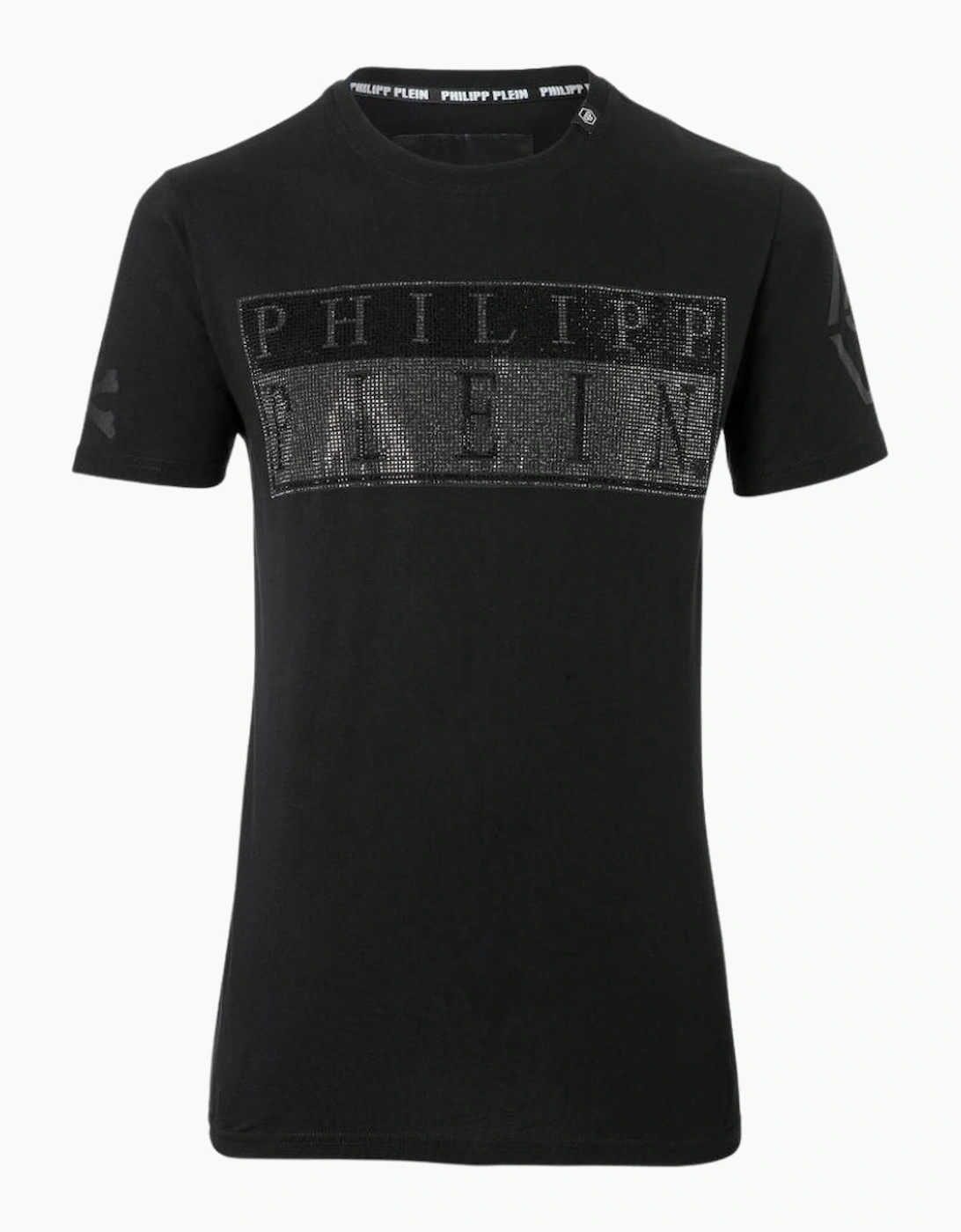 Philipp Plein Men's Black Bold Monotone Diamanté Logo T-Shirt  38 M