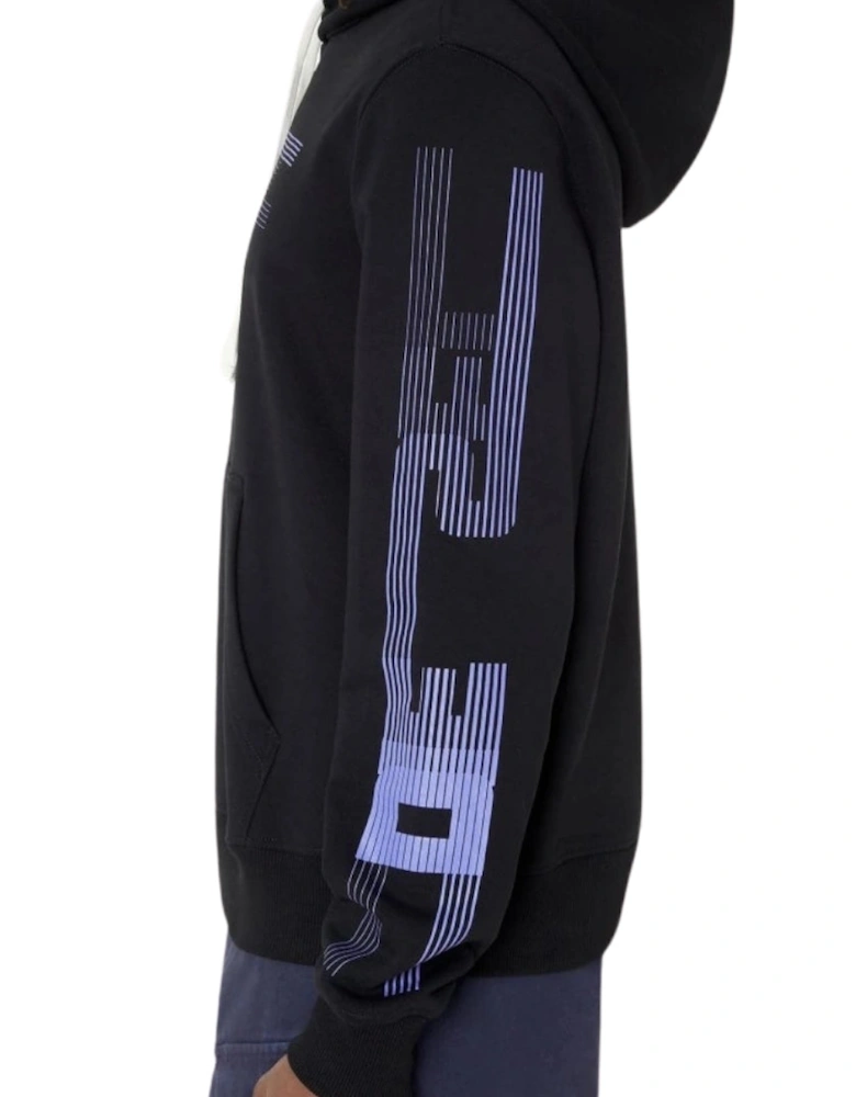 Faded Logo On Chest and Arms Black Hoodie