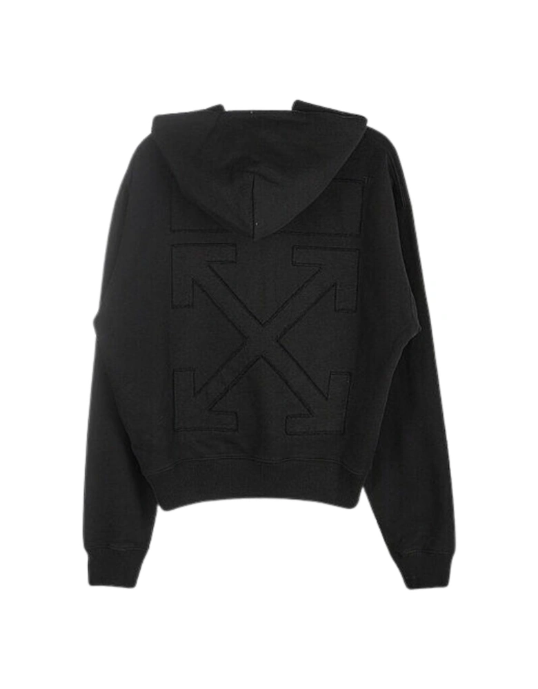 Black Monotone Logo On Back Black Hoodie