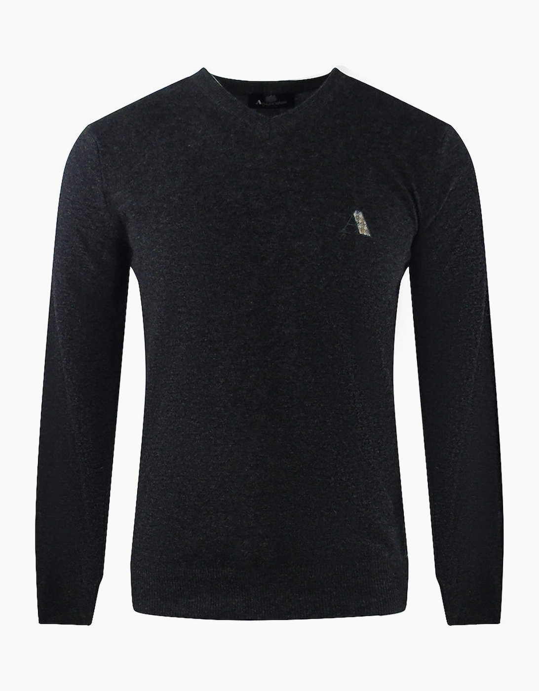 Aquascutum Men's Aquascutum Tartan A Logo Dark Grey Jumper - Black