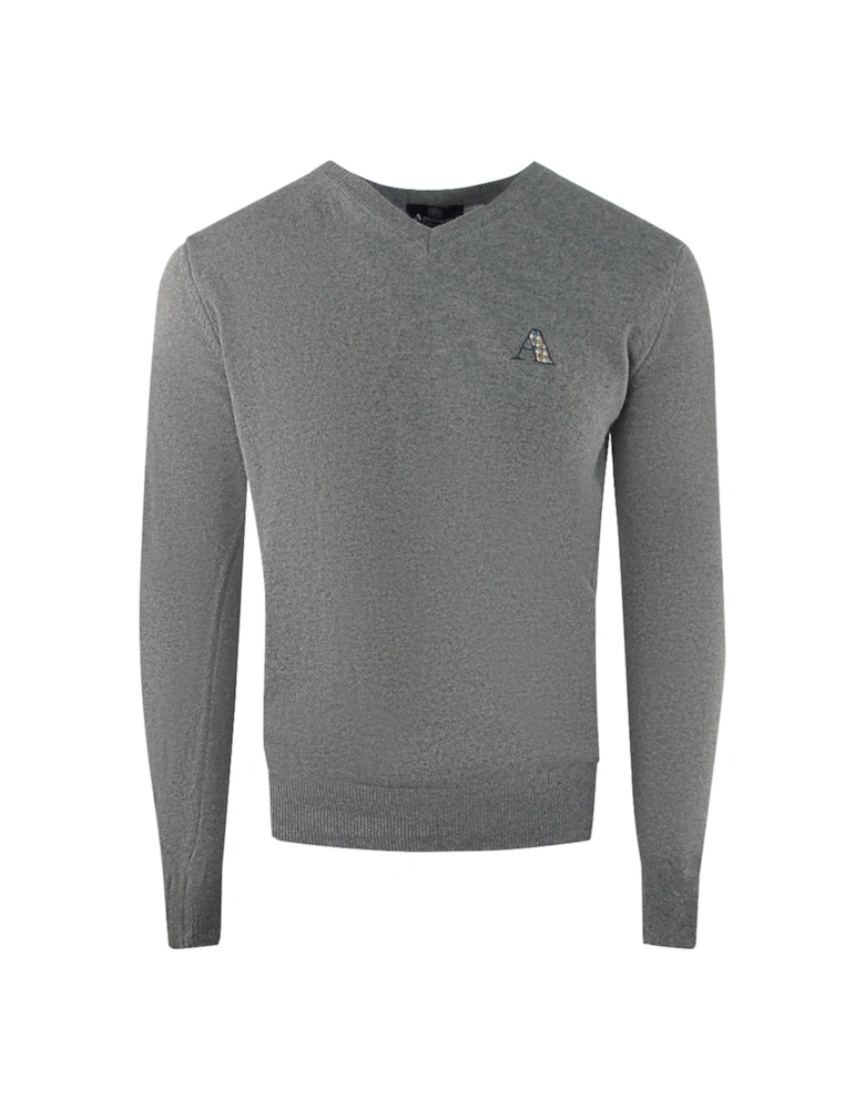 Aquascutum Tartan A Logo Grey Jumper