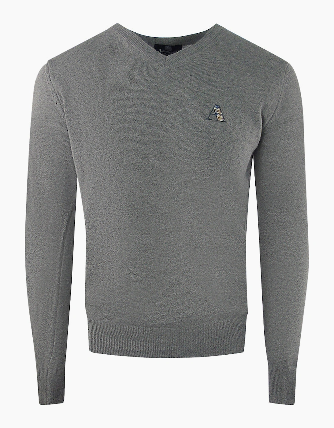 Aquascutum Men's Aquascutum Tartan A Logo Grey Jumper