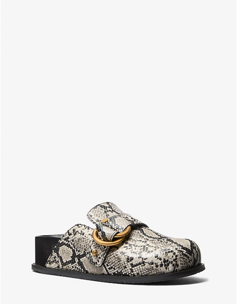 Jaden Snake Embossed Leather Clog