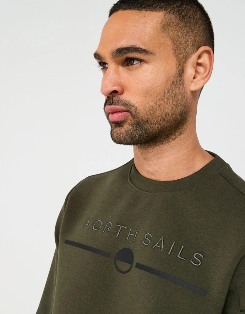 Sleeve Tech Logo Crew Sweatshirt - Dark Green