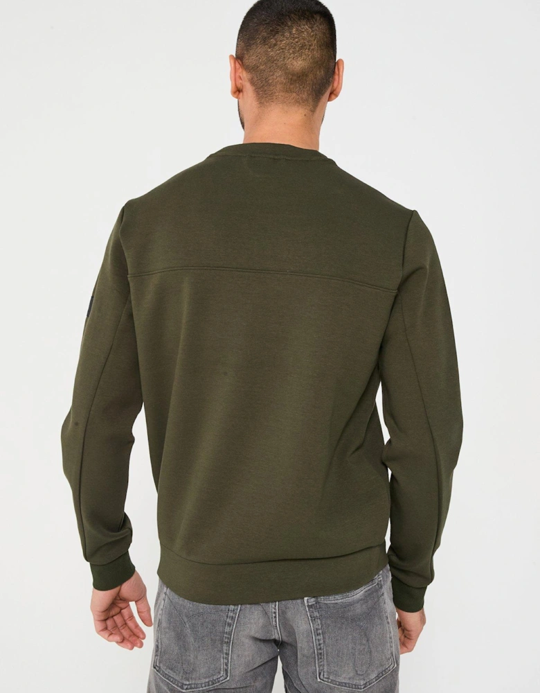 Sleeve Tech Logo Crew Sweatshirt - Dark Green