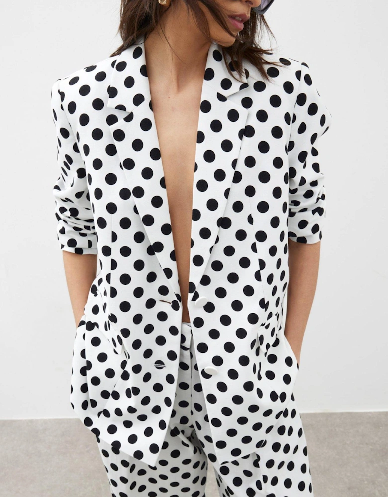 Polka Oversize Blazer - White