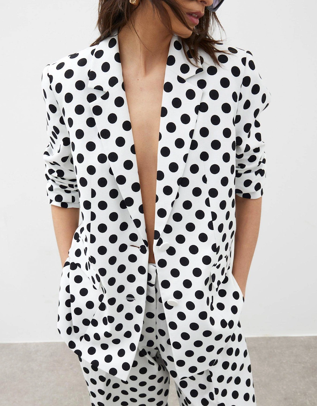 Polka Oversize Blazer - White, 2 of 1