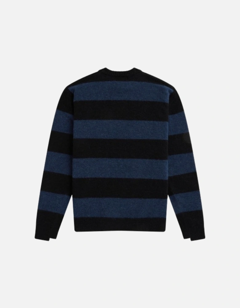 Carbon Blue Bold Stripe Alpaca Blend Jumper