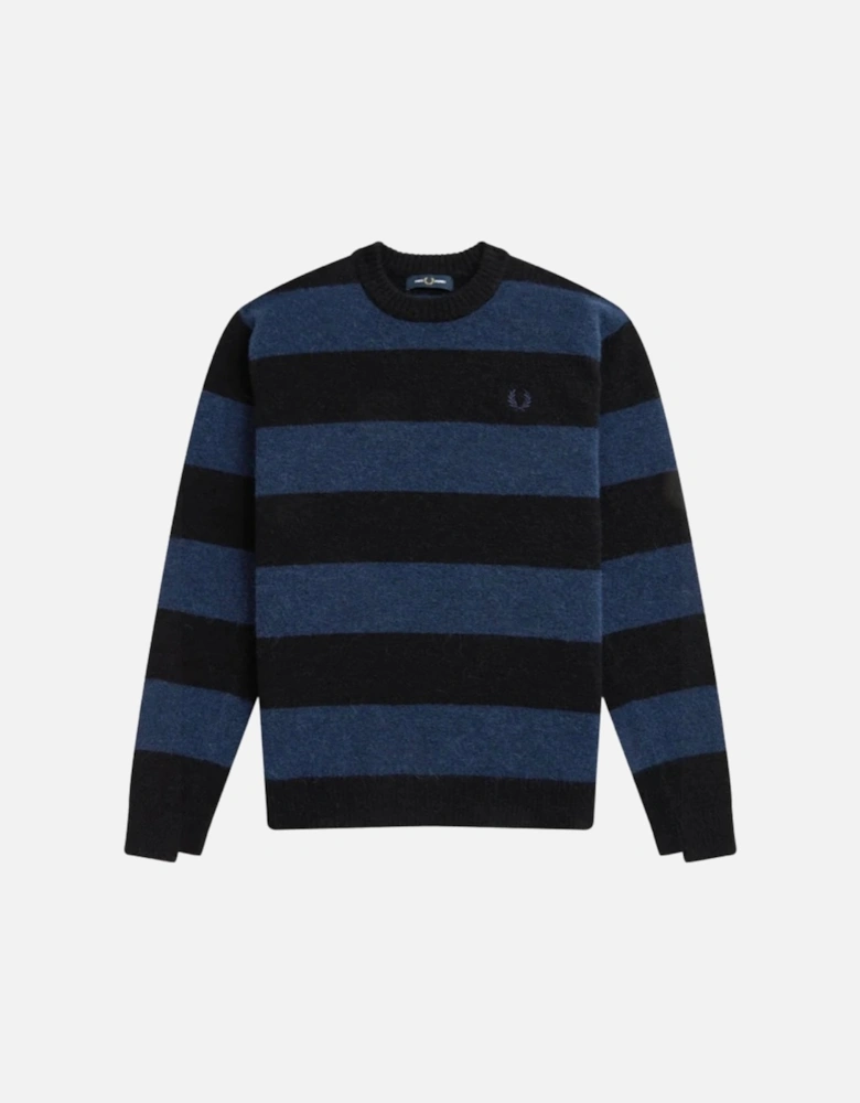 Carbon Blue Bold Stripe Alpaca Blend Jumper