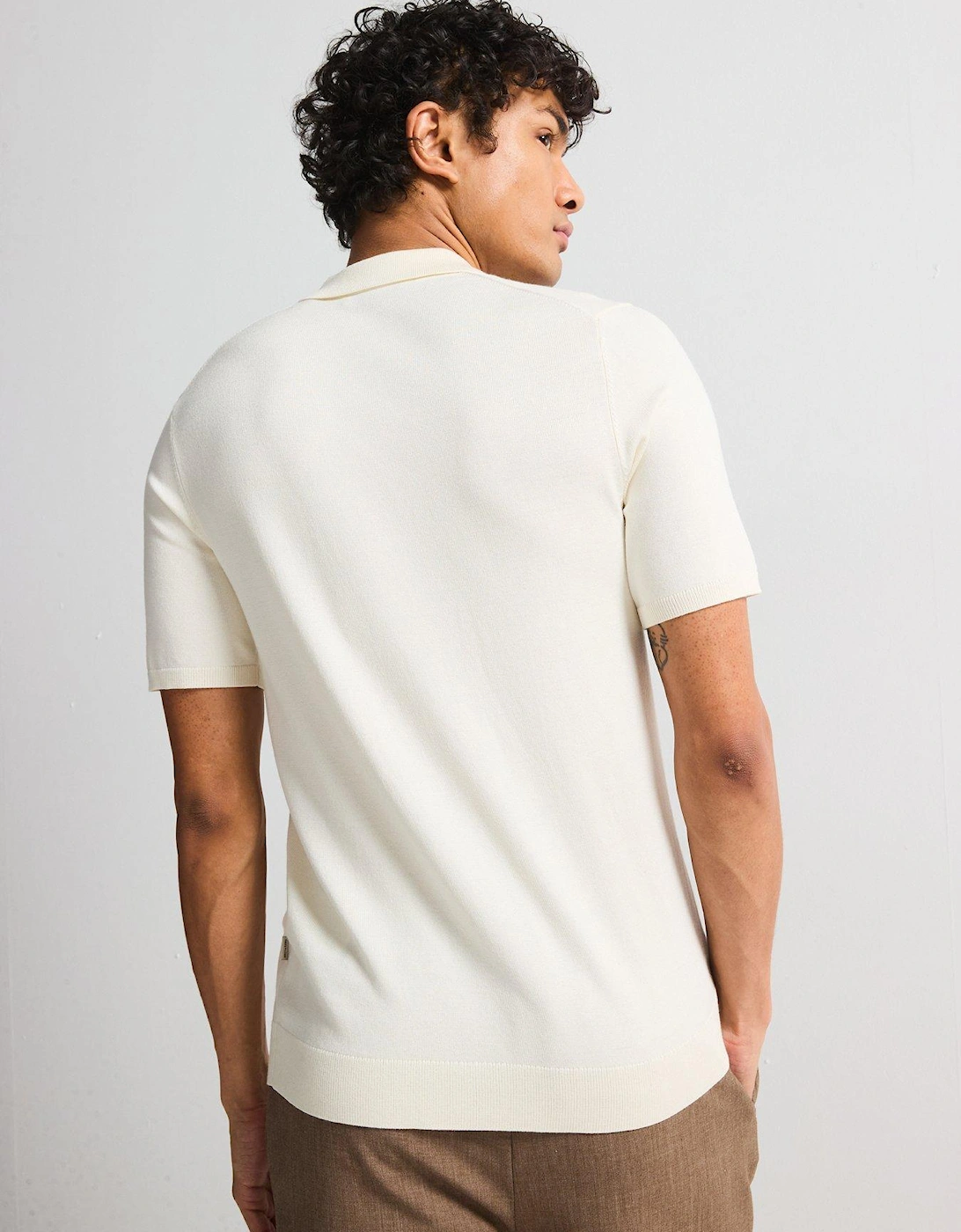 Wyler Life Reg 14 Zip Knitted Polo - White