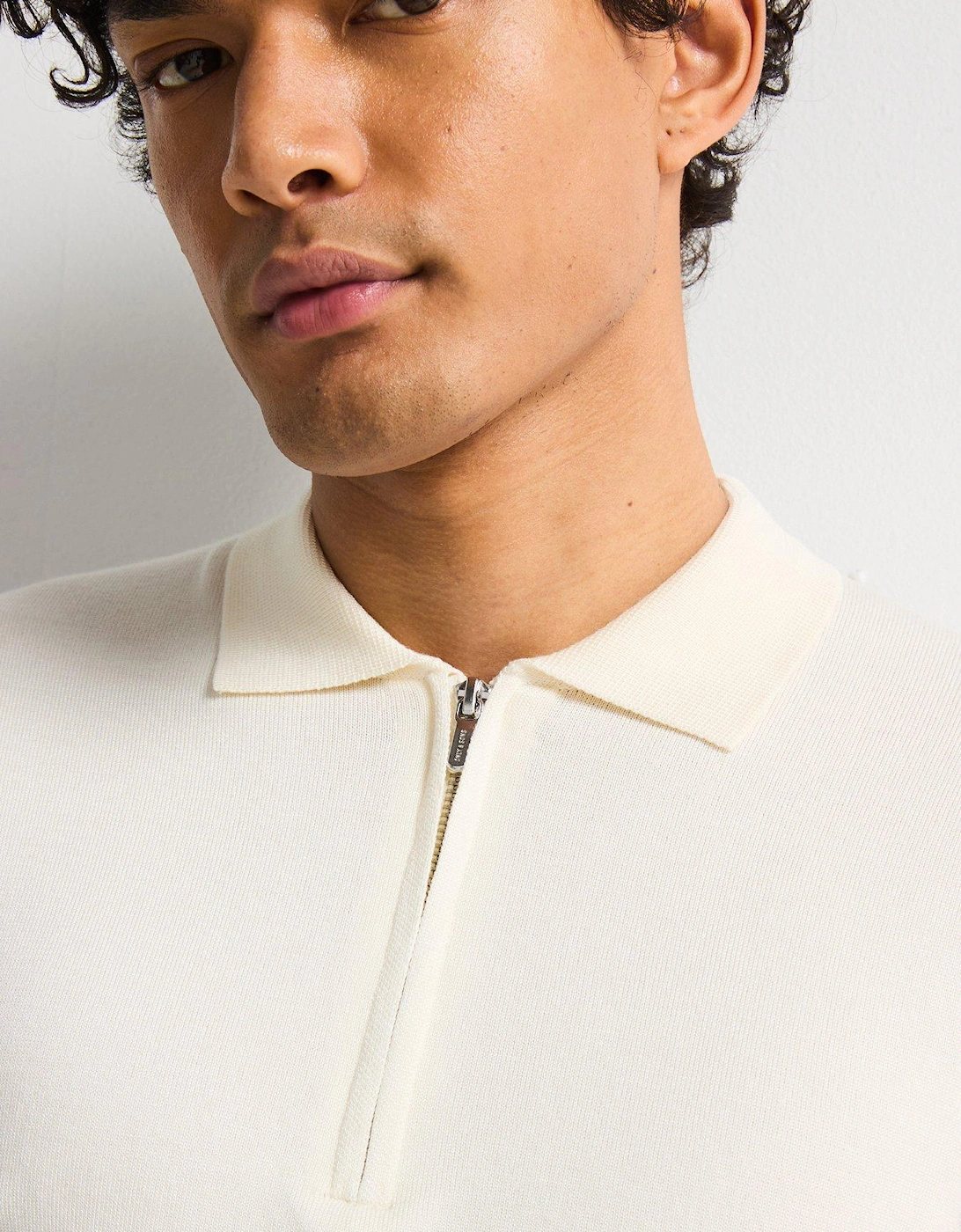 Wyler Life Reg 14 Zip Knitted Polo - White