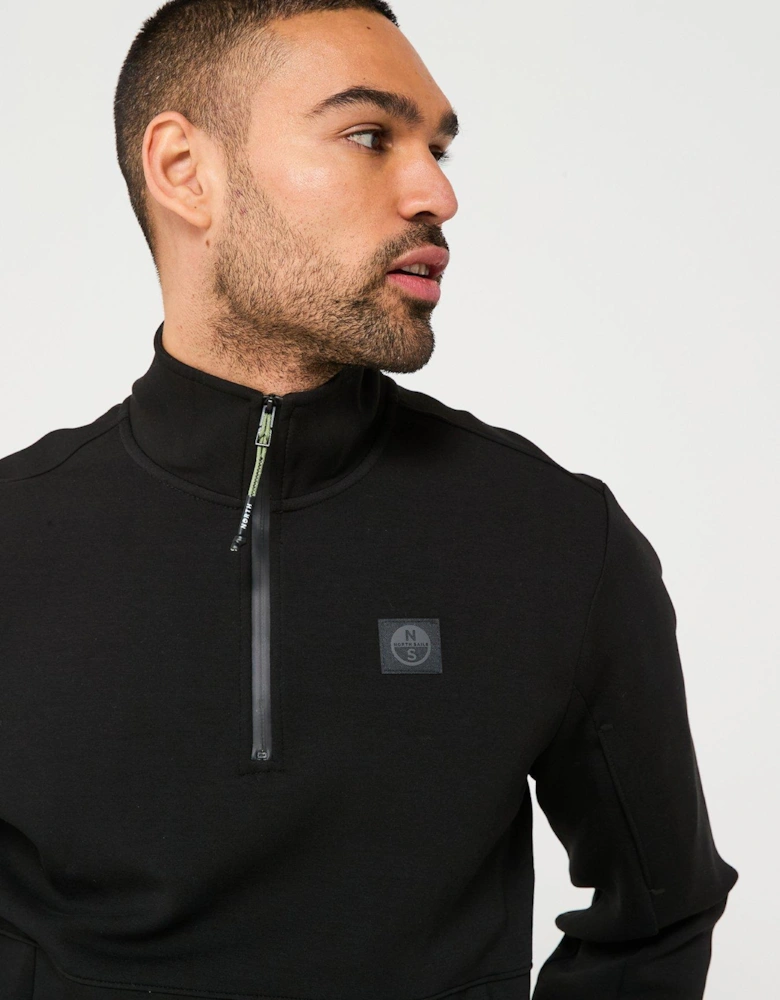 Tech Quarter Zip Sweat - Black