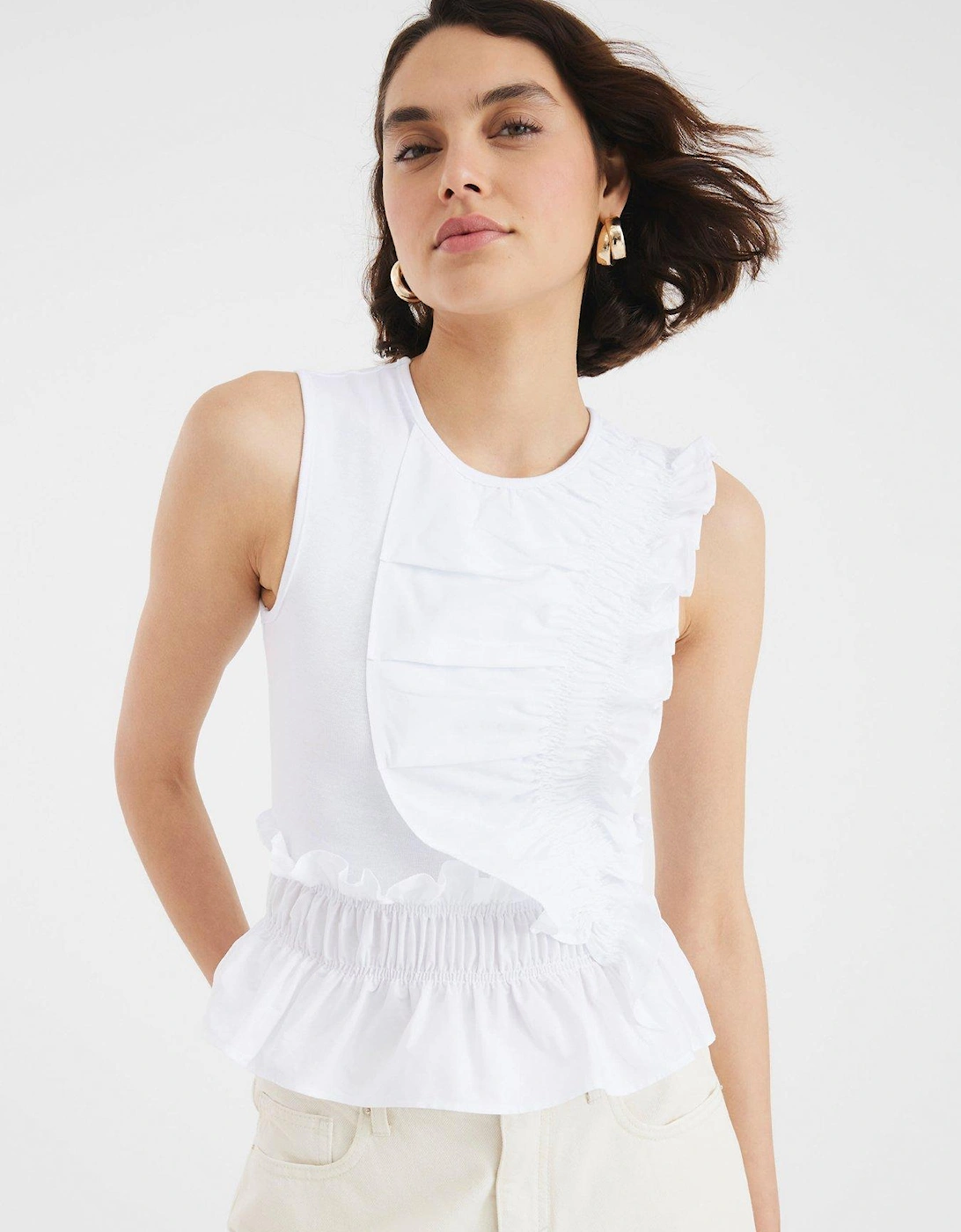 Poplin Mix Frill Top, 2 of 1