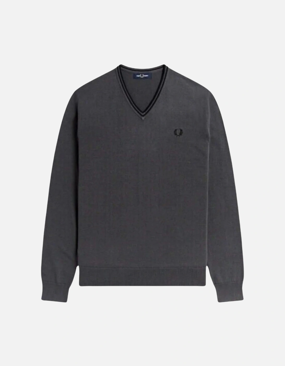 Black Twin Tipped V-Neck Gunmetal Grey Jumper, 3 of 2