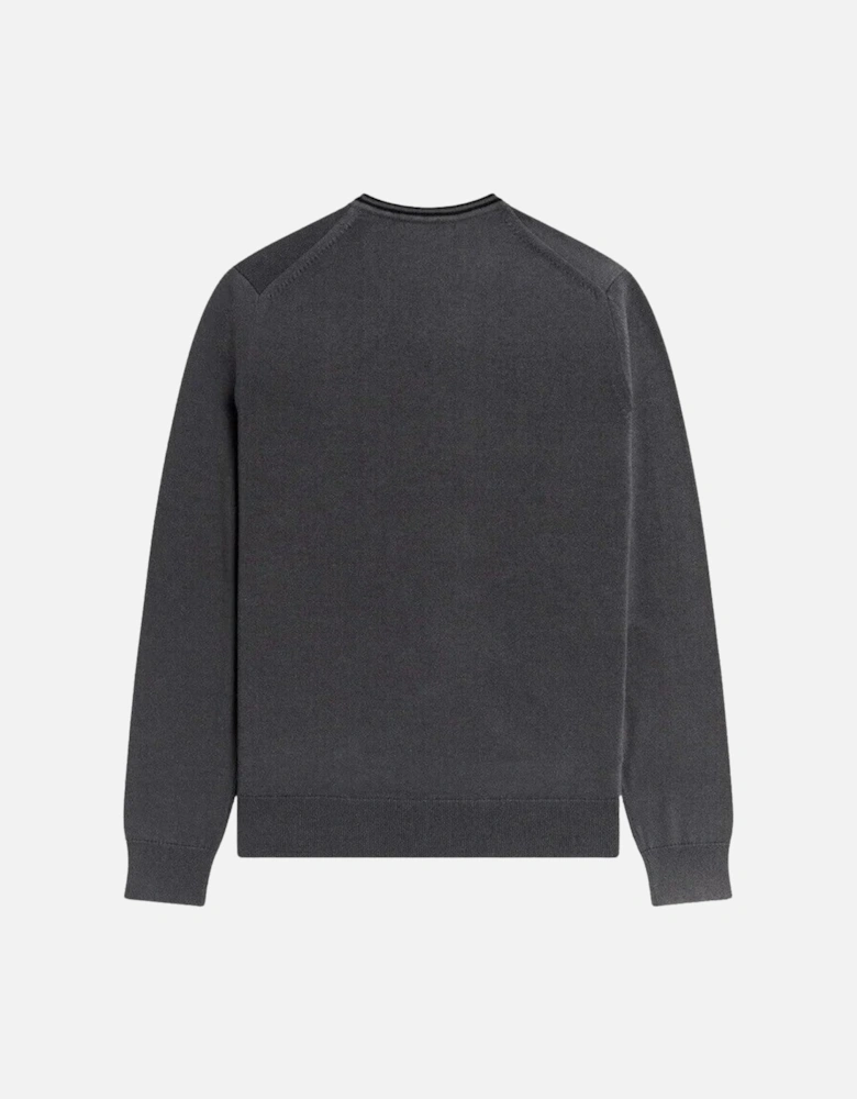 Black Twin Tipped V-Neck Gunmetal Grey Jumper