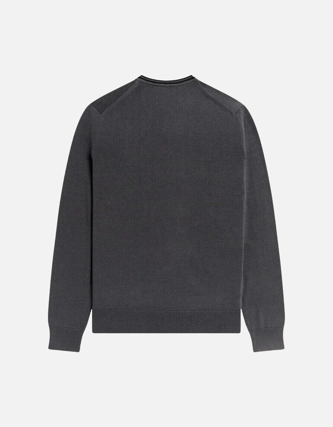 Black Twin Tipped V-Neck Gunmetal Grey Jumper