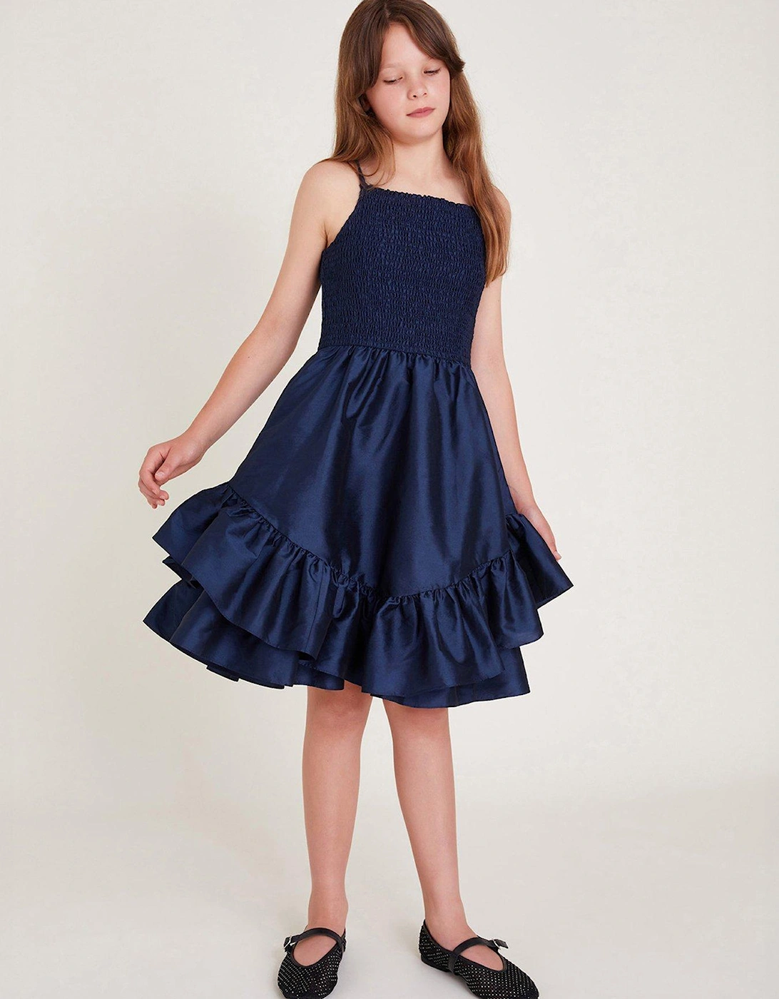 Girls Clariska Smocked Taffeta Prom Dress - Navy, 2 of 1