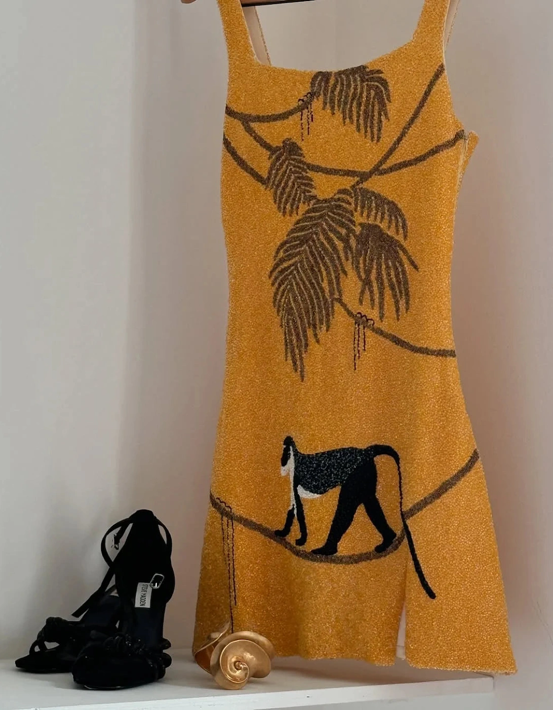 St. Barth Hand-Beaded Crystal Dress - Yellow