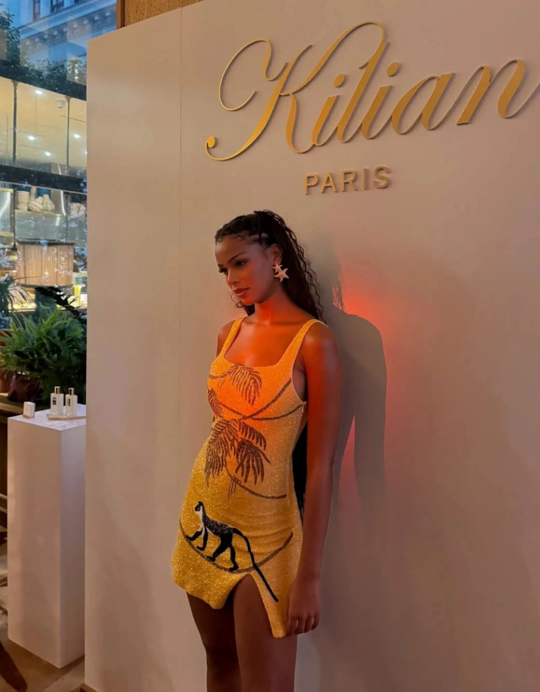 St. Barth Hand-Beaded Crystal Dress - Yellow