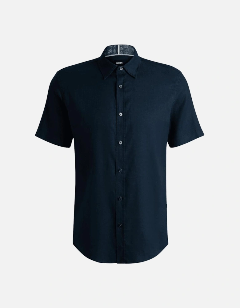 C-Roan Linen Slim Fit Navy Shirt