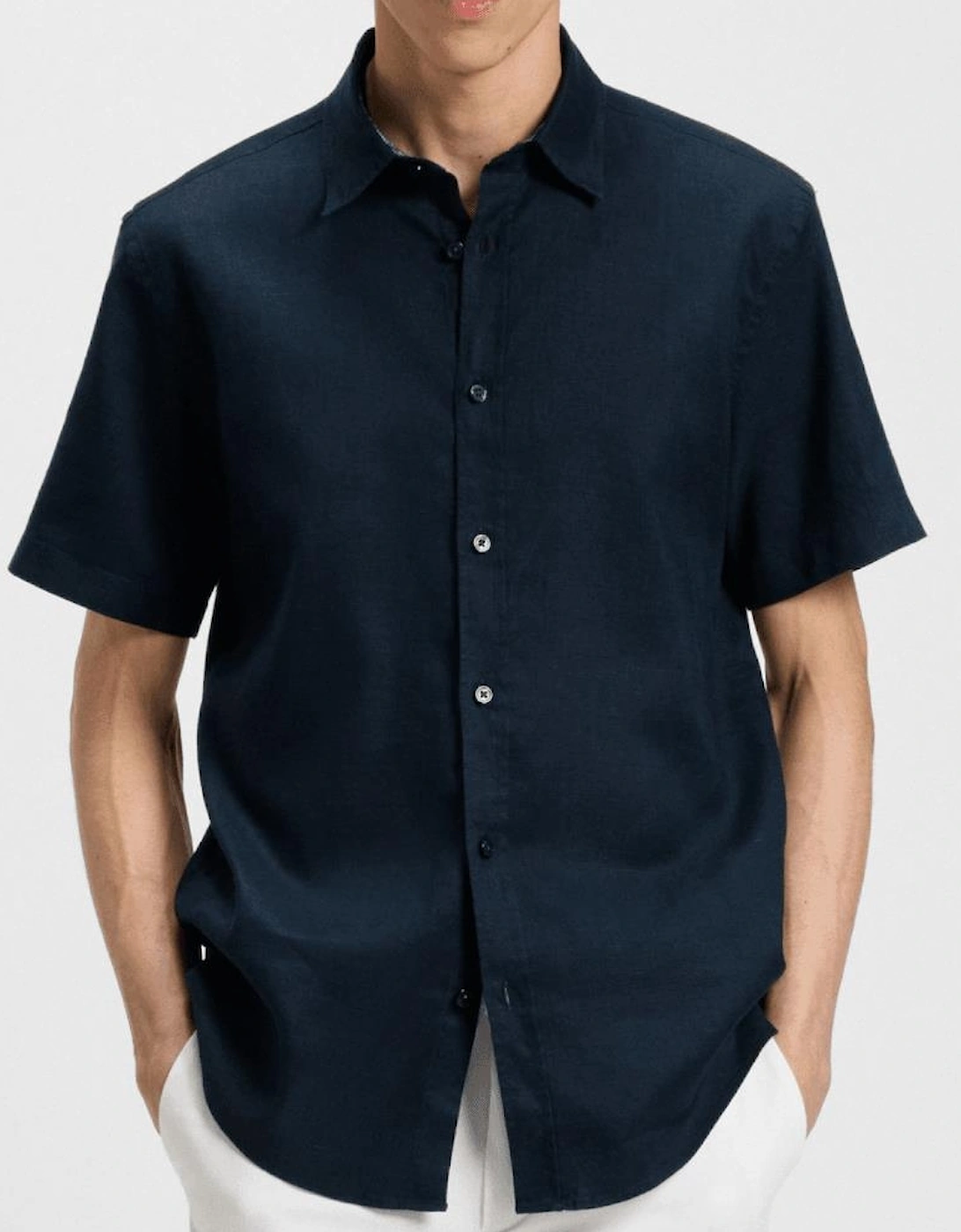 C-Roan Linen Slim Fit Navy Shirt
