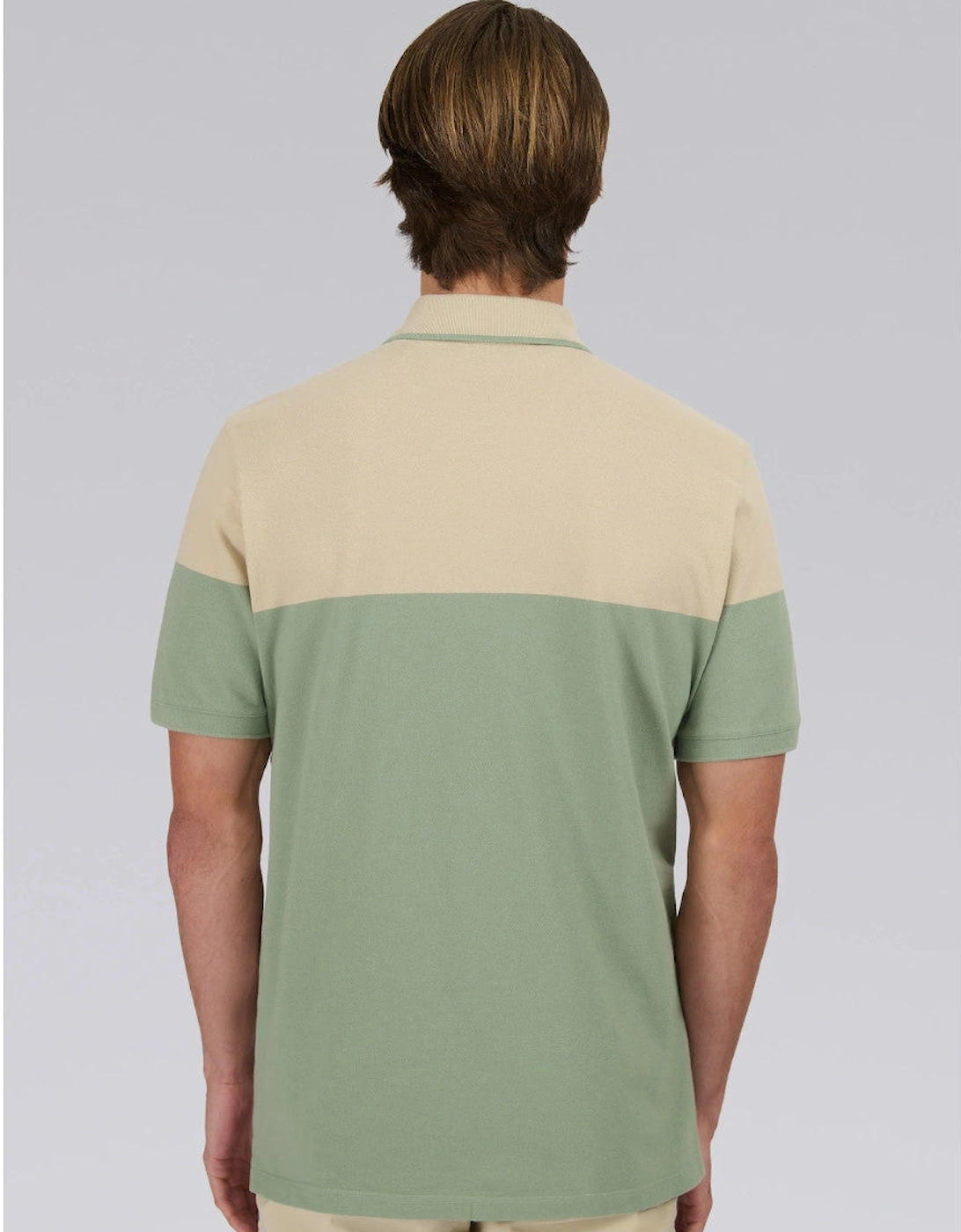 Colour Block Zip Polo Shirt Sage